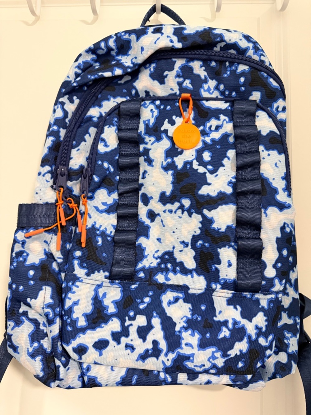NWOT! Ecotech | 17” Blue Bleach Tie Dye Backpack with Orange Accent